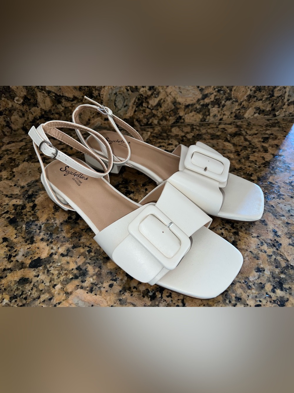 Seychelles Ivory Buckle Slingback Sandals